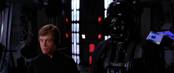 Luke Skywalker and Darth Vader in Star Wars Return of the Jedi