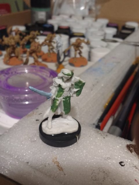 The Aviriel Tellerion miniature from Reaper Bones converted to resemble Alisa Landale from the Phantasy Star series.