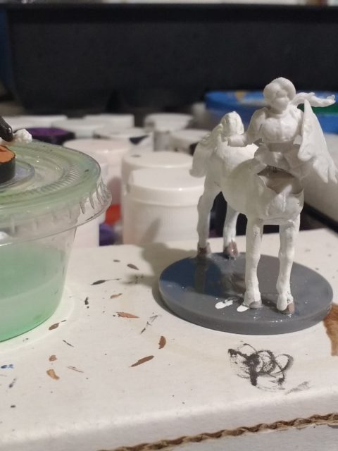Trista the White Wolf torso on horse body.
