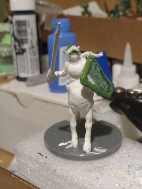 Trista the White Wolf torso on horse body. Adding details with Kneadatite.