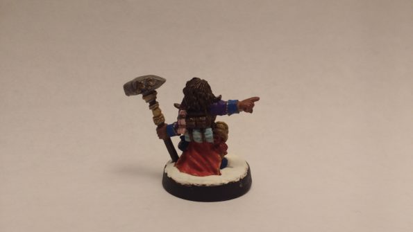 The Valana Forgemaiden Sergeant from the Reaper Miniatures Warlord line. Viewed from the back.