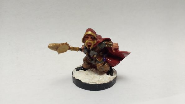 The Klaus Copperthumb Dwarf Rogue miniature from Reaper Bones. Viewed from the front.