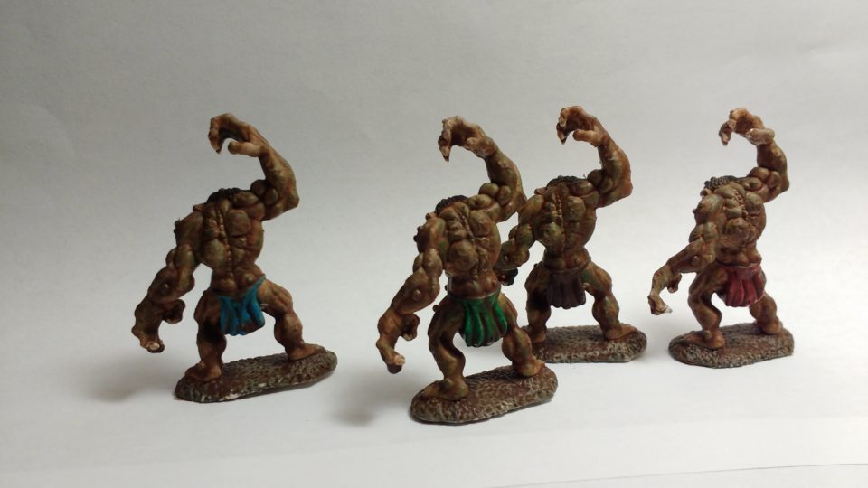 Cave Troll miniatures from Reaper Bones viewed from behind